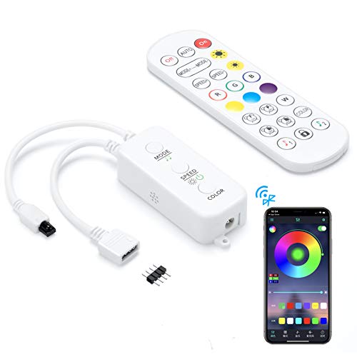 Bluetooth LED Streifenlicht Steuerung Controller Kontroller, Musik-Sync APP-Steuerung LED-Streifen-Steuerung Ersatz Kompatibel mit 5V-24V 4-Pin RGB-LED-Streifen（AC Adapter NICHT Enthalten） von Sunity