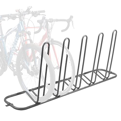Fahrradständer, Fahrräder Abstellständer E-Bikes Radständer Aufstellständer Mehrfachständer Fahrrad Ständer Stellplätze für 5 Fahrräder Reifenbreite Fahrradständer Bodenständer, 184x39,5x76,5cm von Sunix