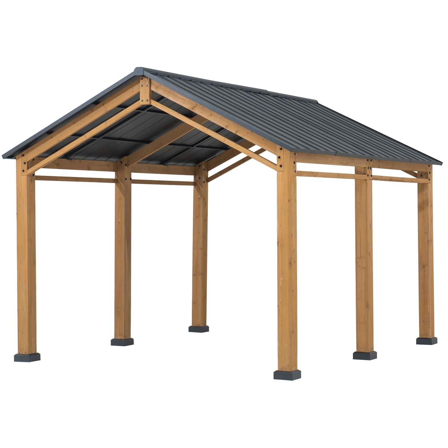 Sunjoy Carport Korab Zedernholz 400 cm x 335 cm Anthrazit von Sunjoy