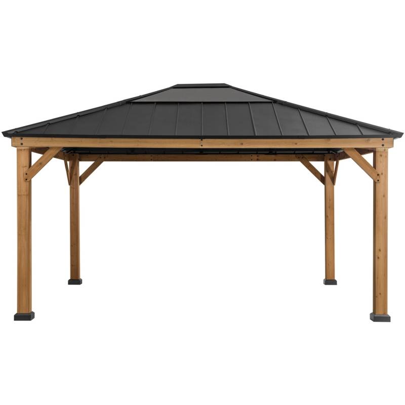 Sunjoy Gazebo Ernir Zedernholz 393 cm x 452 cm Anthrazit von Sunjoy