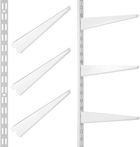 Sunkangkang 2 Stück Doppelschienen aufrechtes Wandregalsystem 63,5 cm mit 6 verstellbaren Regalhalterungen, 29,1 cm, robustes Lagerregal, Metallstützsystem Sunkangkang 2 Stück Doppelschienen aufrechtes Wandregalsystem 63,5 cm mit 6 verstellbaren Regalhalterungen, 29,1 cm, robustes Lagerregal, Metallstützsystem von Sunkangkang