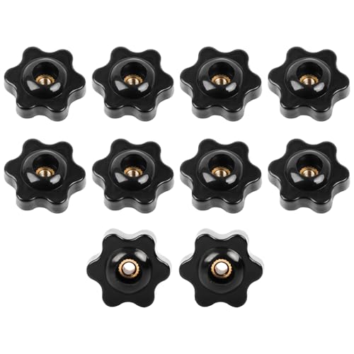 10 Stück Sterngriffmutter M4, Sterngriffschraube Äußerer Durchmesser 25mm, Rändelschraube Innengewinde Messing, Sterngriff für Möbel, Werkzeugmaschinen (Schwarz) von Sunkoo