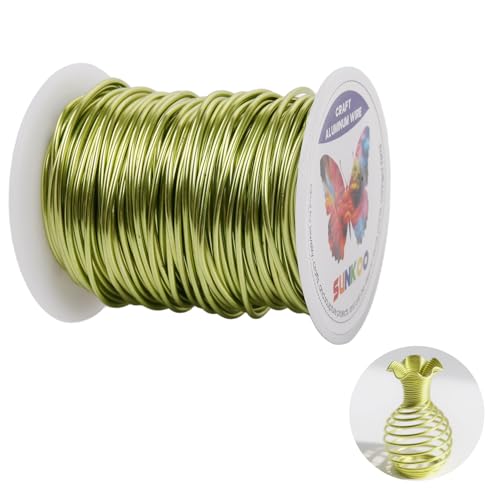Sunkoo Aluminium-Basteldraht, 1,5 mm, 1,5 mm, biegbar, für Schmuckherstellung, Modellierung, Floristik, Anker, Verpackung und Modellierprojekte, Grün, 15 mm Sunkoo Aluminium-Basteldraht, 1,5 mm, 1,5 mm, biegbar, für Schmuckherstellung, Modellierung, Floristik, Anker, Verpackung und Modellierprojekte, Grün, 15 mm von Sunkoo