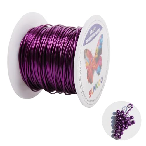 Sunkoo Aluminium-Basteldraht, 18 Gauge, 1 mm, biegsam, für Schmuckherstellung, Modellierung, Floristik, Anker, Verpackung und Modellierprojekte, Violett von Sunkoo