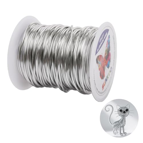Sunkoo Silberfarbener Aluminium-Basteldraht, 15 Gauge, 1,5 mm, biegbarer Draht für Schmuckherstellung, Modellierung, Floristik, Anker, Verpackung und Modellierprojekte Sunkoo Silberfarbener Aluminium-Basteldraht, 15 Gauge, 1,5 mm, biegbarer Draht für Schmuckherstellung, Modellierung, Floristik, Anker, Verpackung und Modellierprojekte von Sunkoo