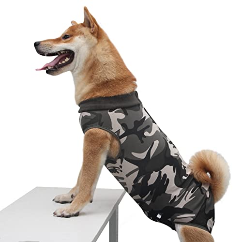 Dog Surgical Recovery Suit Bauchwundenschutz, After Surgery Wear, E-Collar Alternative für Hunde, Heimtierbekleidung (XL, Camouflage) von Sunlane