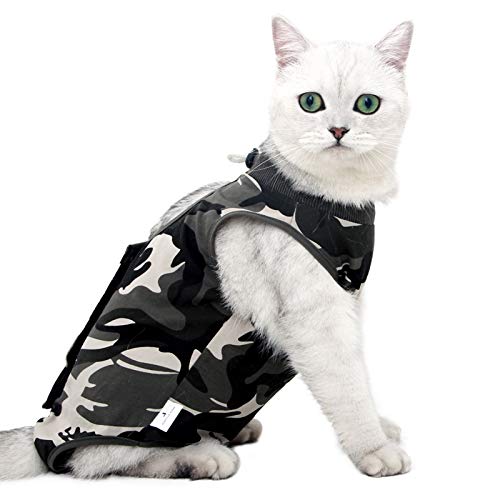 Recovery Suit Katze,Postoperative Katze-Kleidung für Genesung Unterleibsschutz für Wundvernarbung oder Hautkrankheiten, Kleidung nach der Operation(L, Camouflage) von Sunlane