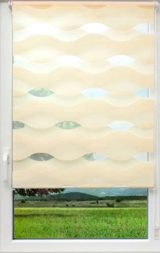 Sunlines Welle Klemmfix, Creme, 100 x 150 Doppelrollo, PES, 100 x 150cm von Sunlines