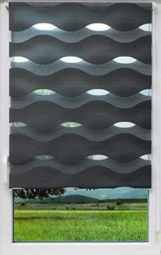 sunlines Welle Klemmfix, grau, 120 x 150 Doppelrollo, PES, 120 x 150cm von sunlines