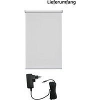 sunlines Elektrisches Rollo "Miami" Lichtschutz Sichtschutz mit Bohren freihängend appgesteuert via Bluetooth, mit Motor & Akku, silberfarbener Fallstab von Sunlines