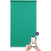 sunlines Elektrisches Rollo "Mosaik" blickdicht mit Bohren freihängend appgesteuert via Bluetooth, mit Akku und Motor, weißer Fallstab von Sunlines