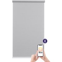 sunlines Elektrisches Rollo "Mosaik" blickdicht mit Bohren freihängend appgesteuert via Bluetooth, mit Akku und Motor, weißer Fallstab von Sunlines