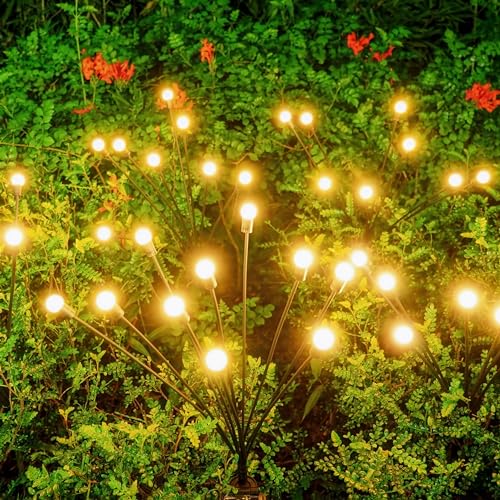 Sunlisky Firefly Solar Gartenleuchten,2 Stück Glühwürmchen Solarleuchten,2 leuchtenden Modi(konstant oder blinkend),Wasserdicht,wetterfest Glühwürmchen Licht Für Fußweg Yard Patio Walkway Decor von Sunlisky