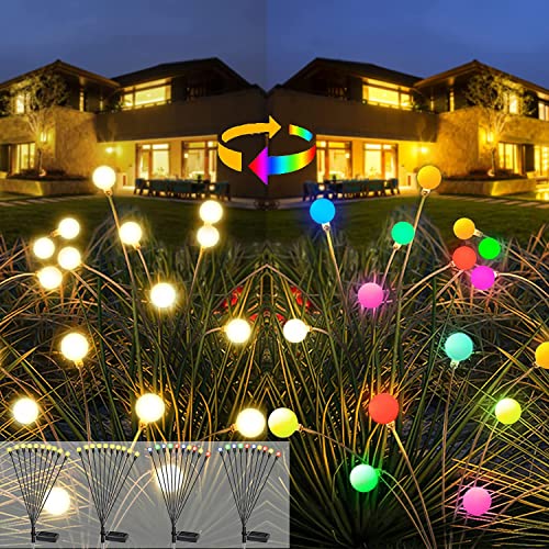 Firefly Solar Gartenleuchten,4 Stück Glühwürmchen Gartenlichter,2 leuchtenden Modi(konstant oder blinkend),Wasserdicht,wetterfest solar bodenleuchten aussen Für Fußweg Yard Patio Walkway Decor von Sunlisky