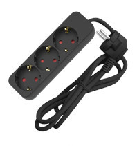 Sunlit Tischsteckdose 3-fach 3 Meter Winkelstecker schwarz von Sunlit