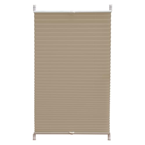 Plissee Klemmfix ohne Bohren Blickdicht - lichtdurchlässig, ohne Verdunkelung - Fensterrollos, Klemmrollos, Rollos für Fenster und Türen Beige Crash/135 x 140 cm von Sunlusso