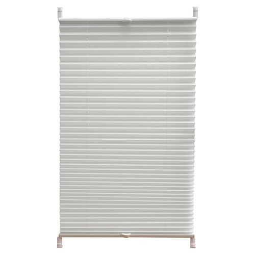 Plissee Klemmfix ohne Bohren Blickdicht - lichtdurchlässig, ohne Verdunkelung - Fensterrollos, Klemmrollos, Rollos für Fenster und Türen Weiß Crash/45 x 220 cm von Sunlusso