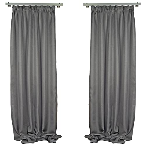 Sunlusso FALSTER 2er-Set Gardinen mit Kräuselband 135x245 cm, Grau meliert - Vorhang Blickdicht für Gardinenschiene - Vorhand Dicker Stoff, 310 g/m² - ideal für Wohnzimmer, Esszimmer von Sunlusso