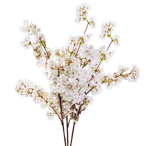 Sunm Boutique 3 Stück Seiden-Kirschblütenzweige, künstliche weiße Kirschblüten, künstliche Kirschblüten, Baumstiele, künstliche Kirschblumen, Vase für Hochzeit, Heimdekoration, 99 cm von Sunm Boutique