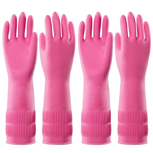 Sunmeit 2 Paar Gummihandschuhe zum GeschirrspüLen, Wiederverwendbare wasserdichte KüChenhandschuhe, rutschfest, L Sunmeit 2 Paar Gummihandschuhe zum GeschirrspüLen, Wiederverwendbare wasserdichte KüChenhandschuhe, rutschfest, L von Sunmeit