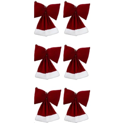 Sunmeit 6 Stück Weihnachtsschleifen in Weinrot Aus Samt, Weihnachtsschleifen, Weihnachtsbaum-Dekorationen zum Aufhängen, Weihnachtsschleifen-Ornamente Sunmeit 6 Stück Weihnachtsschleifen in Weinrot Aus Samt, Weihnachtsschleifen, Weihnachtsbaum-Dekorationen zum Aufhängen, Weihnachtsschleifen-Ornamente von Sunmeit