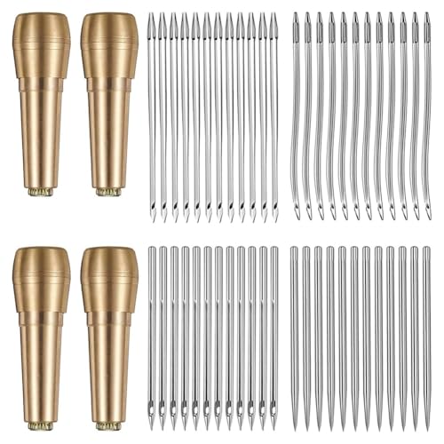 Sunmeit Leder-Nähkegel-Set, 52-Teilig, Gerade Nadel zum Ledernähen und Gebogene Häkelnadel zum Reparieren Von Schuhen Aus Segeltuch Sunmeit Leder-Nähkegel-Set, 52-Teilig, Gerade Nadel zum Ledernähen und Gebogene Häkelnadel zum Reparieren Von Schuhen Aus Segeltuch von Sunmeit