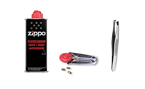 Zippo Zubehör Set 1 enthält 1x Zippo Benzin, 1x Feuersteine und eine Pinzette von Sundeer