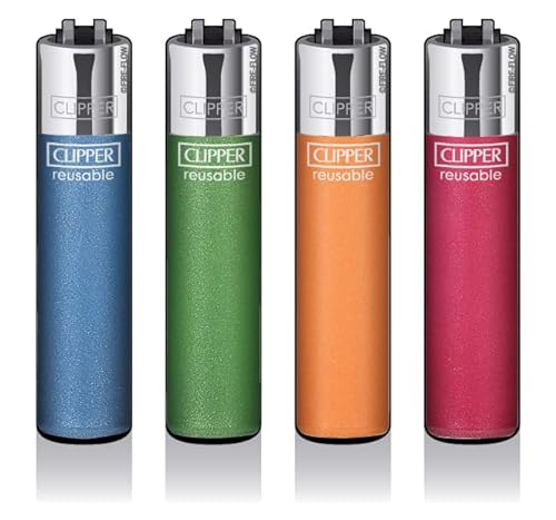 Clipper® Feuerzeuge 4er Set (Metallic Fluo) von Sunmondo