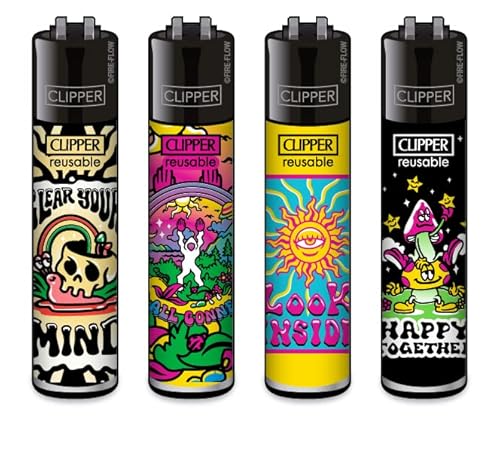 Clipper® Feuerzeuge 4er Set: Trippy #4 von Sunmondo