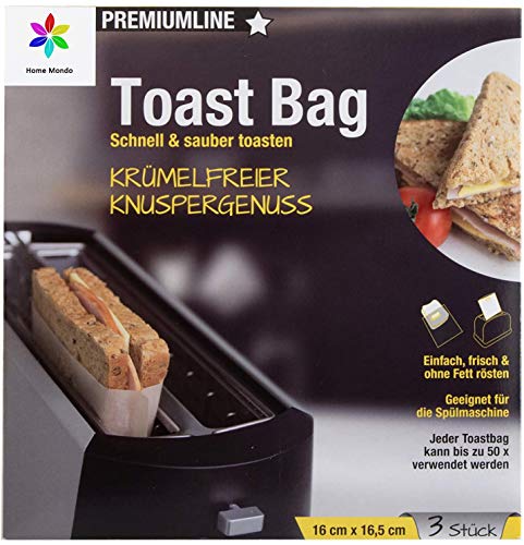 Sunmondo 6x Toastbag - Die Backpapier Tasche für den Toaster - Spüler geeignet, bis zu 50x verwendbar von Sunmondo