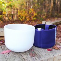 Kristall Klangschale 28 cm Weiss Mattiert, Violette Tasche von SunmoonstarCrafts