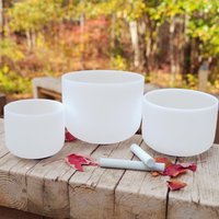 7Inch + 8Inch 9Inch Random Notes Klar Weiß 3 Kristall Klangschalen Set Mit Freien Wildleder Mallets Und Gummi O-Ringen Klangheilung von SunmoonstarCrafts