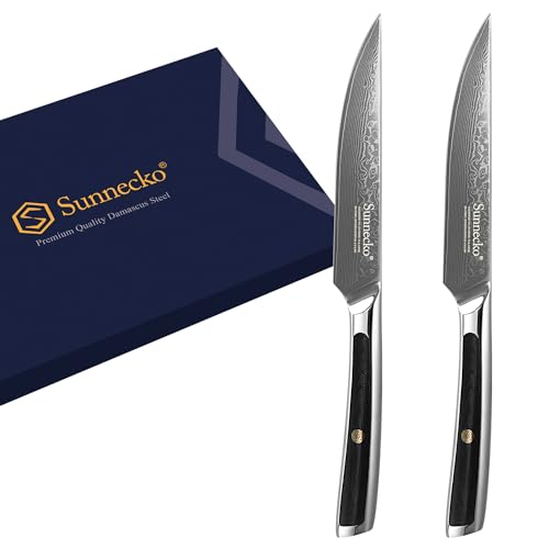 Sunnecko 2pcs Damast Steakmesser Set Damast Steakmesser 2er Set Damastmesser G10 Steak Besteck Set Sunnecko 2pcs Damast Steakmesser Set Damast Steakmesser 2er Set Damastmesser G10 Steak Besteck Set von Sunnecko