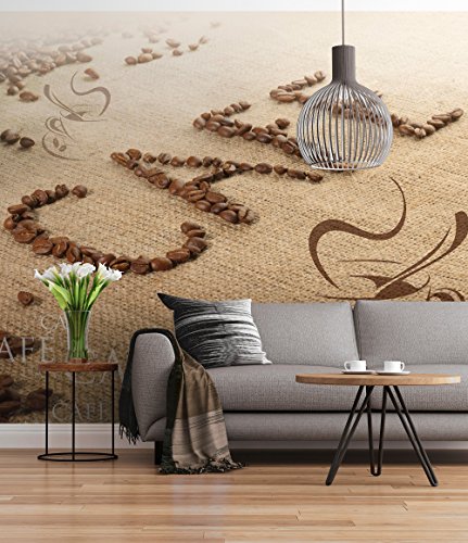 Sunny Decor | Fototapete CAFE | 254 x 184 cm | Tapete, Wand Dekoration, Kaffee, Kaffebohnen, Cappuccino, Espresso, Wohnzimmer, Schlafzimmer -SD306 von Komar
