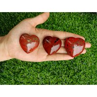 Roter Jaspis Herz Puffy Groß 40mm | 1.5" von SunnyBonny
