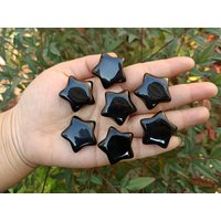 Schwarzer Obsidian Stern 30mm von SunnyBonny