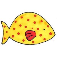 Gelber Fisch Suncatcher Rote Punkte, Glasmalerei Gelber Fisch Suncatcher Rote Punkte, Glasmalerei von SunnyDayArt