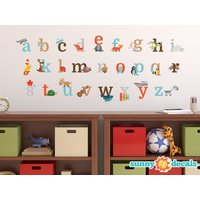 Alphabet Spaß Stoff Wand Aufkleber - Repositionierbar Und Wiederverwendbar, Abc Abziehbilder Mit Tieren Zeichen 3 Optionen von SunnyDecals