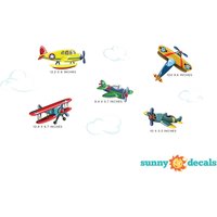 Flugzeug Kinderzimmer Wandsticker Vintage Doppeldecker & Wolken von SunnyDecals