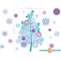 Gefrorene Inspiriert Baum Stoff Wandaufkleber Mit 18 Schneeflocken - Prinzessin Und Winter Dekor Repositionierbar Wiederverwendbar Von Sunny Decals von SunnyDecals