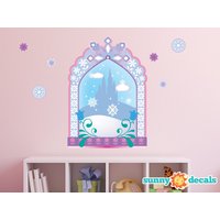 Gefrorene Inspiriert Eisschloss Fenster Stoff Wand Aufkleber Mit 6 Schneeflocken - Prinzessin Und Winter Dekor Von Sonnigen Aufklebern Gefrorene Inspiriert Eisschloss Fenster Stoff Wand Aufkleber Mit 6 Schneeflocken - Prinzessin Und Winter Dekor Von Sonnigen Aufklebern von SunnyDecals