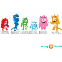 Monster Stoff Wandaufkleber, Set Von 6 Niedlichen Monstern, Repositionierbar Und Wiederverwendbar, 3 Verschiedene Größen Zur Auswahl Sonnigen von SunnyDecals