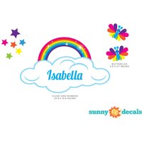 Regenbogen Mit Benutzerdefinierten Namen Stoff Wandaufkleber, Set Enthält Wolke, Sterne, Schmetterlinge Und Personalisierten Namen, Repositionierbar von SunnyDecals