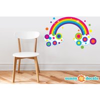 Regenbogen Stoff Wandaufkleber, Funkelnden Mit Polka Dots Und Sterne, Repositionierbar, Wiederverwendbar, Drei Größenoptionen, Zwei Farboptionen von SunnyDecals