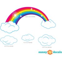 Regenbogen Stoff Wandaufkleber, Funkelnden Wand-Dekor Mit Wolken, Repositionierbar, Wiederverwendbar, Zwei Farboptionen - Hell Und Pastell von SunnyDecals