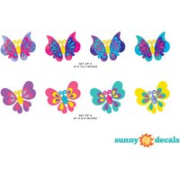 Schmetterling Stoff Wand-Aufkleber, Set Von Acht Schönen Schmetterlinge in Verschiedenen Farben Und Mustern, Repositionierbar Wiederverwendbar von SunnyDecals