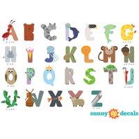 Tier Alphabet Stoff Wand Abziehbar, Repositionierbar Und Wiederverwendbar, Abc Abziehbilder Mit Tieren Spaß Zeichen Von Sonnigen Aufklebern von SunnyDecals