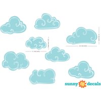 Wolken Stoff Wand Aufkleber in Hellblau, Set Von 8 Wolken, Hand Gezeichnet Wiederverwendbar, Repositionierbare Wandaufkleber Sonnigen Aufklebern von SunnyDecals