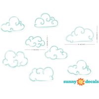 Wolken Stoff Wand Aufkleber in Weiß, Set Von 8 Wolken, Hand Gezeichnet Wiederverwendbar, Repositionierbare Wandaufkleber Sonnigen Aufklebern von SunnyDecals