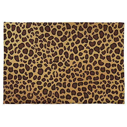 Area Rugs Fußmatte mit Leopardenmuster, saugfähig, zottelig, für den Boden, Haustür, Willkommensmatte, Tierhaut, flauschig, weich, Einweihungsgeschenk, 40,6 x 61 cm von SunnyM